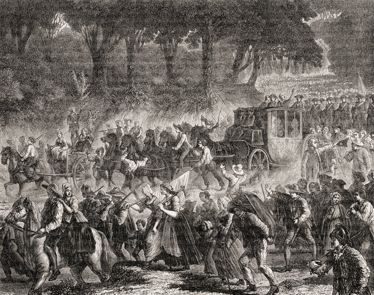Ranskan kuninkaallisen perheen paluu Pariisiin vuonna 1791 tekijältä French School