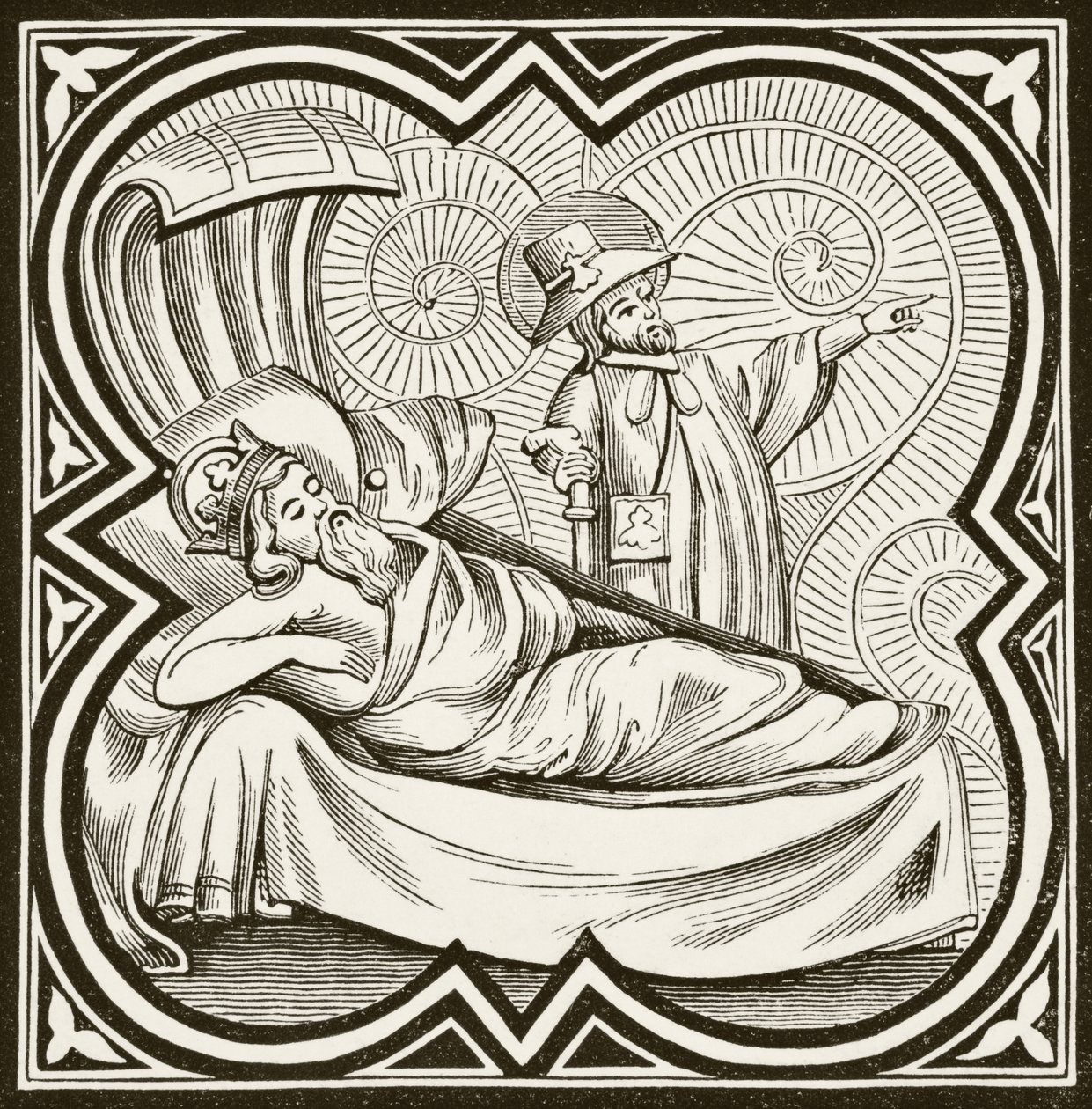 Kaarle Suuren visio Paul Lacroixin (1806-84) teoksesta "Science and Literature in the Middle Ages" julkaistiin Lontoossa 1878 tekijältä French School
