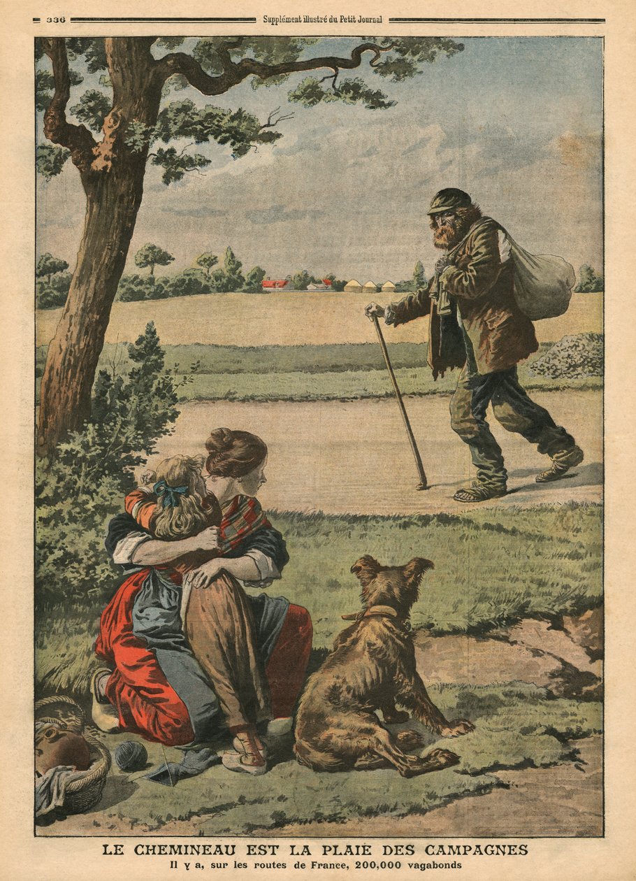 Vagabond on maaseudun haitta, kuvitus Le Petit Journalista, liitekuva, 20. lokakuuta 1907 tekijältä French School