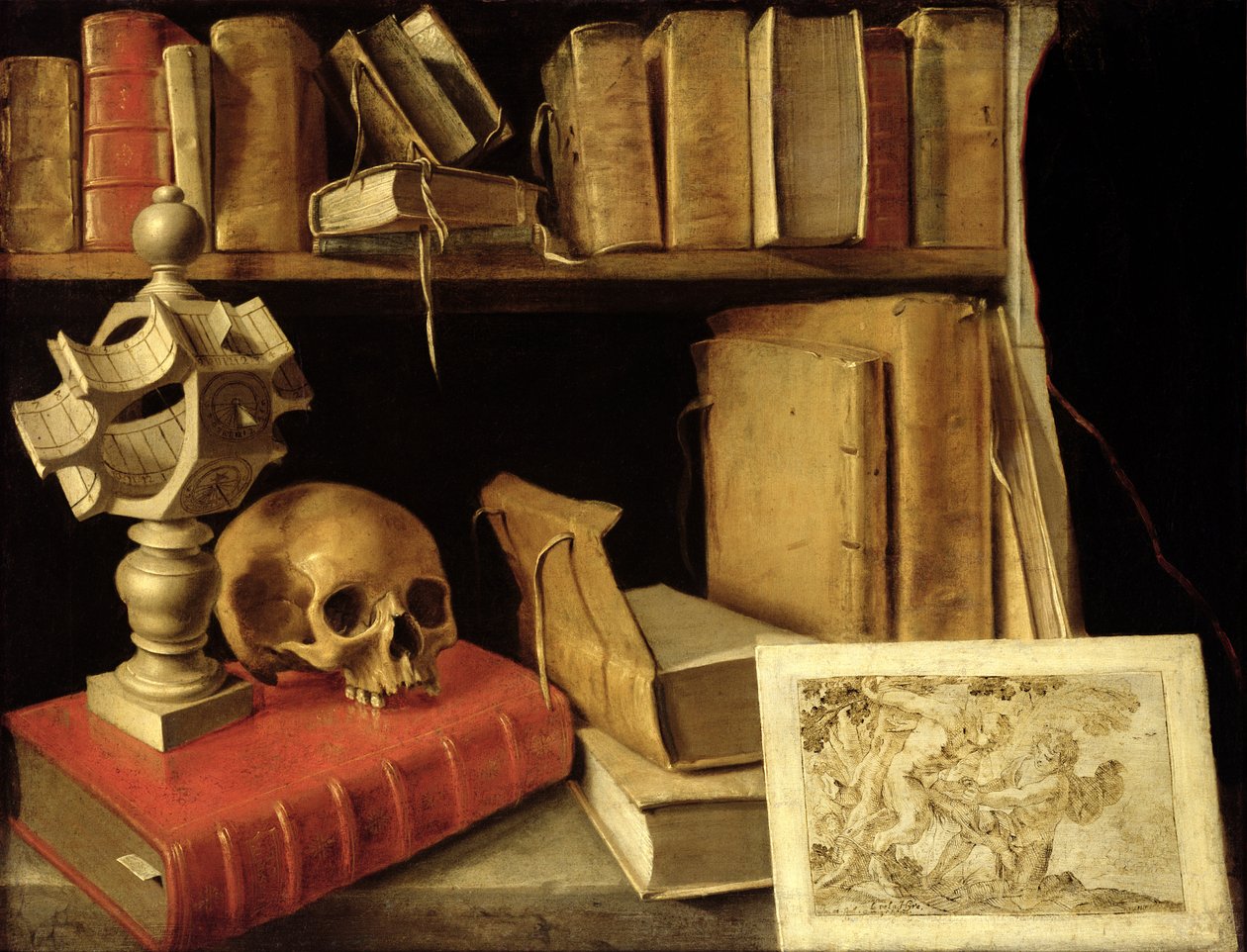 Vanitas aurinkokellon kanssa, noin 1626-40 tekijältä French School