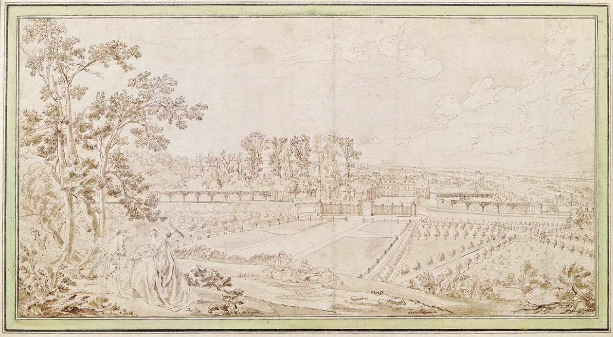 Näkymä Celle-Saint-Cloudin linnalle, n. 1750 tekijältä French School