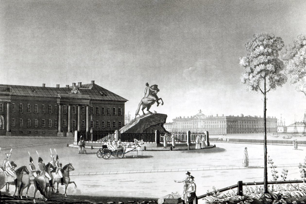 Näkymä Pietari Suuren patsaalle Senaatintorilla, Pietarissa tekijältä French School