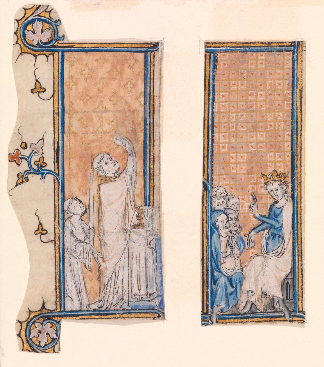 Wonder of the Host ja Enthroned King (wc vellum) tekijältä French School