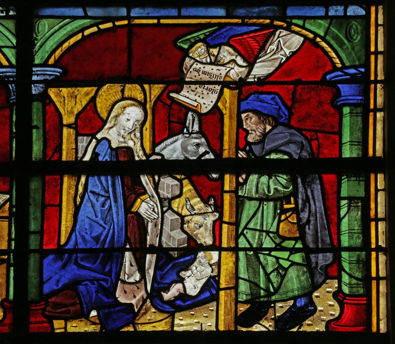Ikkuna, joka kuvaa syntymää, 1500-1900-luku tekijältä French School