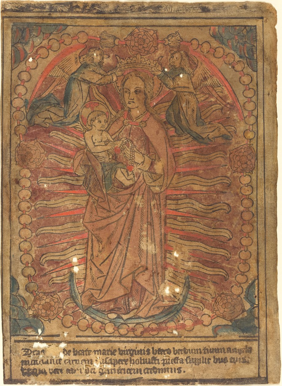 Madonna ja lapsi ruusukorissa tekijältä French 15th Century