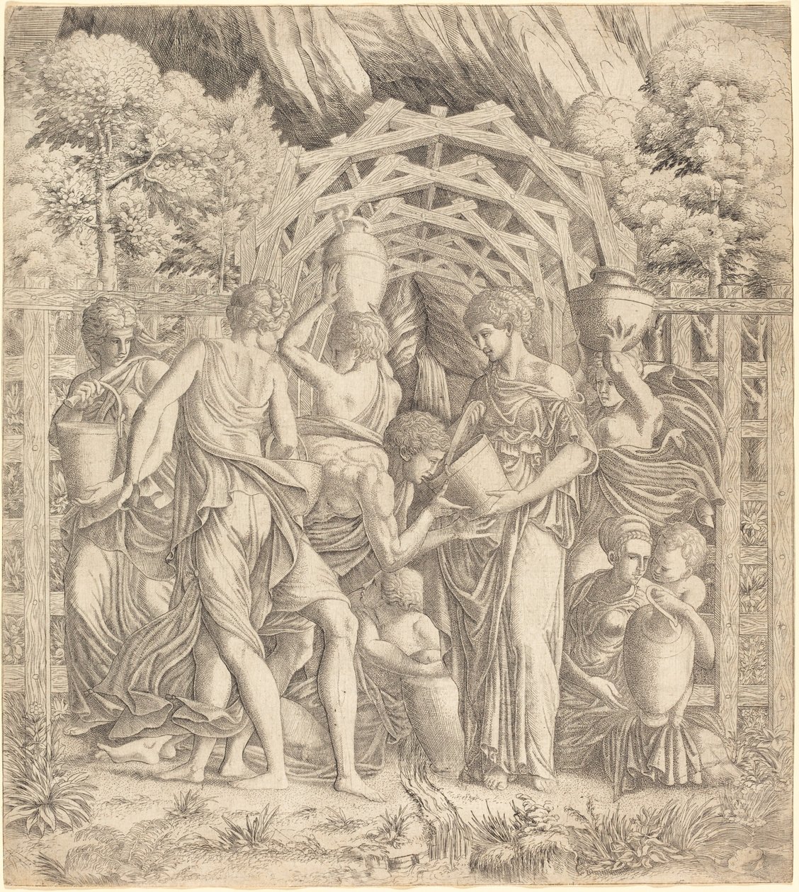 Nuori mies juomassa vettä (Rebecca ja Eliezer?) tekijältä French 16th Century after Francesco Primaticcio