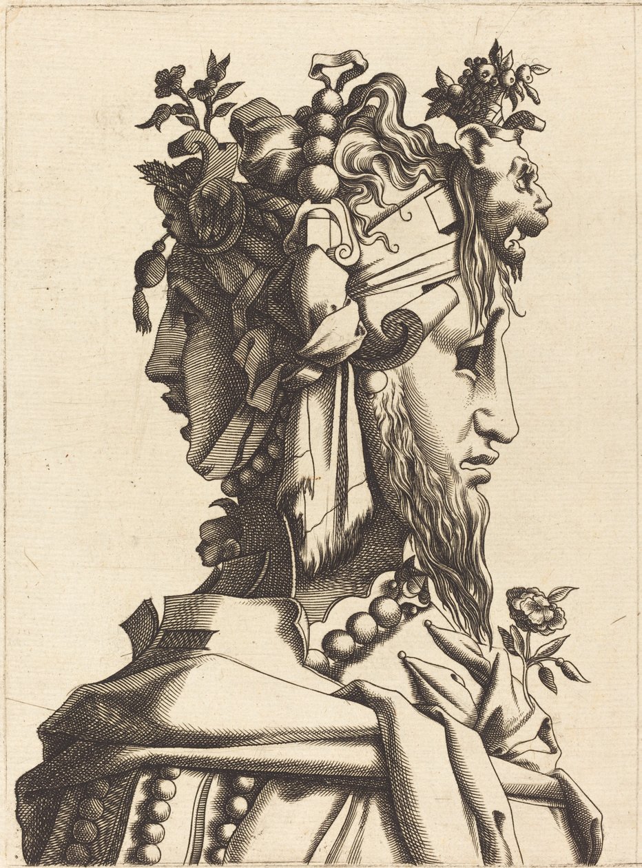 Naisen rintakuva ylellisessä asussa tekijältä French 16th Century after René Boyvin or Pierre Milan
