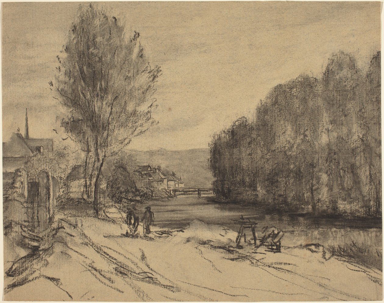Maisema joen kanssa tekijältä French 19th Century