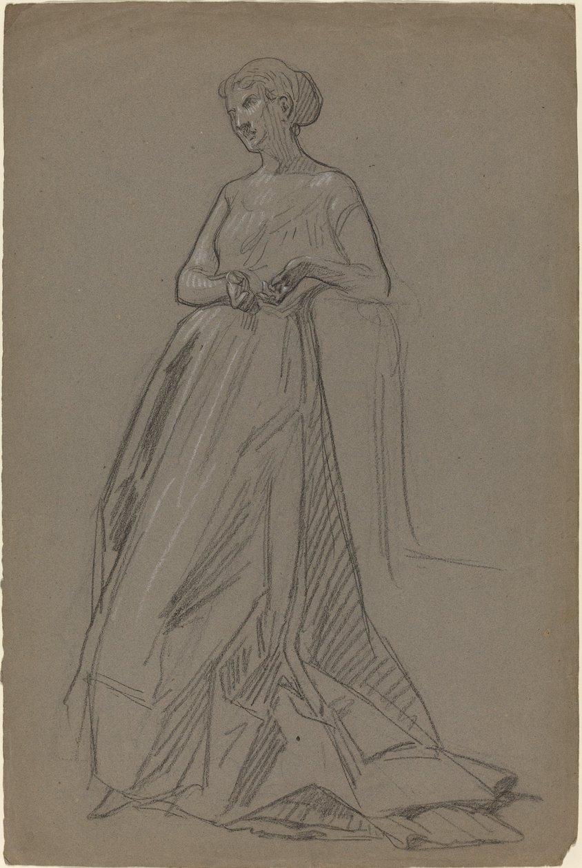 Pysyvä nainen nojaa kyynärpäähän tekijältä French 19th Century