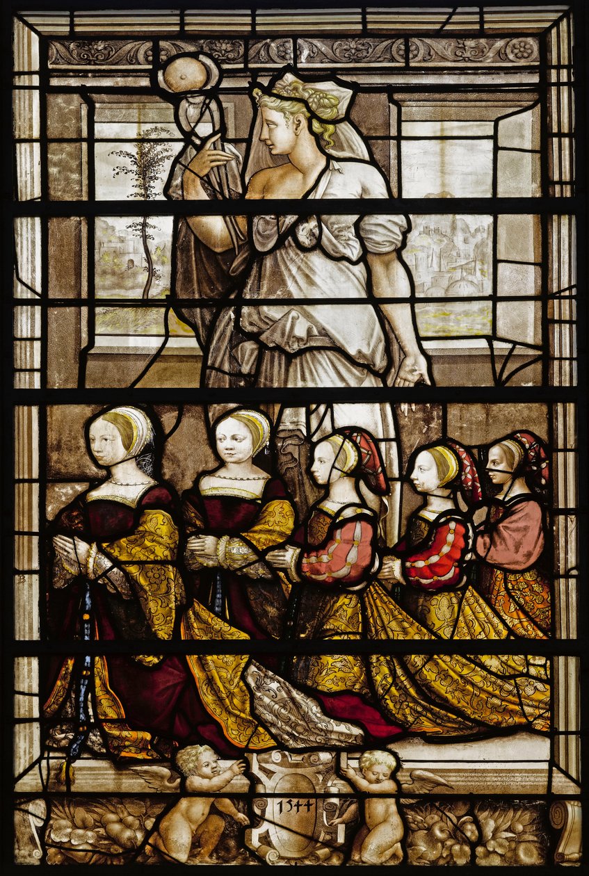 Anne de Montmorencyn 1493-1567 ja Savoylaisen Madeleinen tyttärien muotokuva 1510-1586, 1544 tekijältä French Master