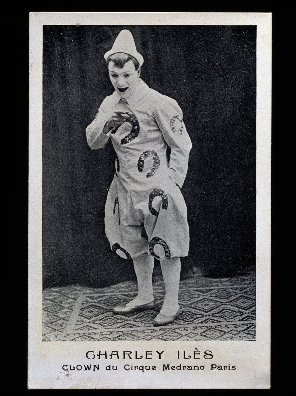 Klovni Charley Iles (1876-?) Medranon sirkuksesta Pariisissa, noin 1910, postikortti, Ranska, 1900-luku tekijältä French Photographer