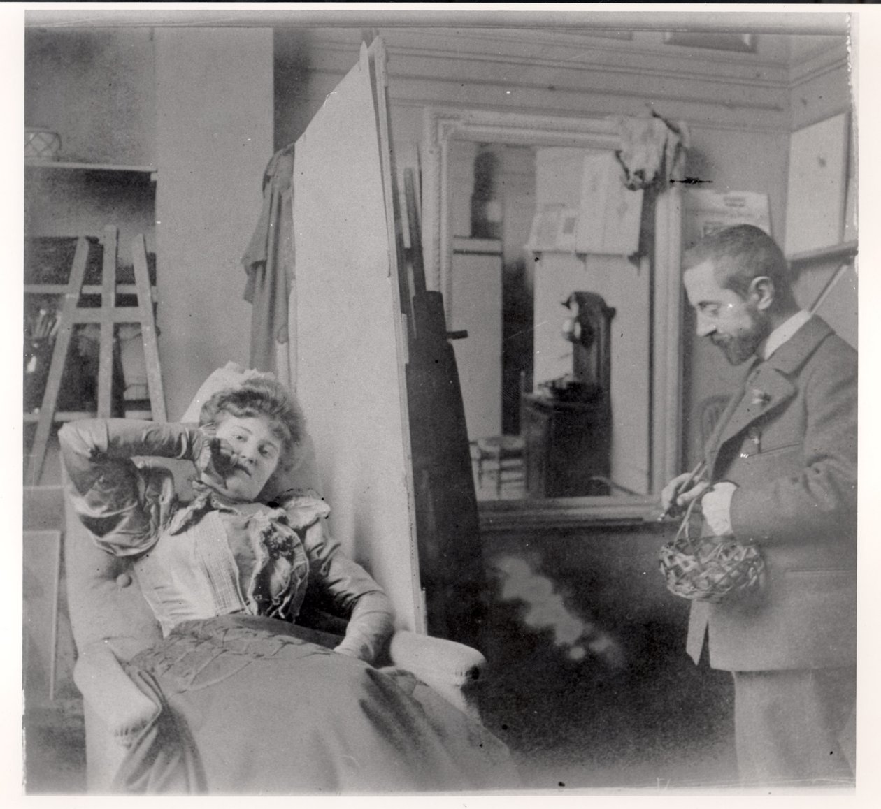 Henri de Toulouse-Lautrec (1864-1901) studiossaan Misia Natansonin kanssa tekijältä French Photographer