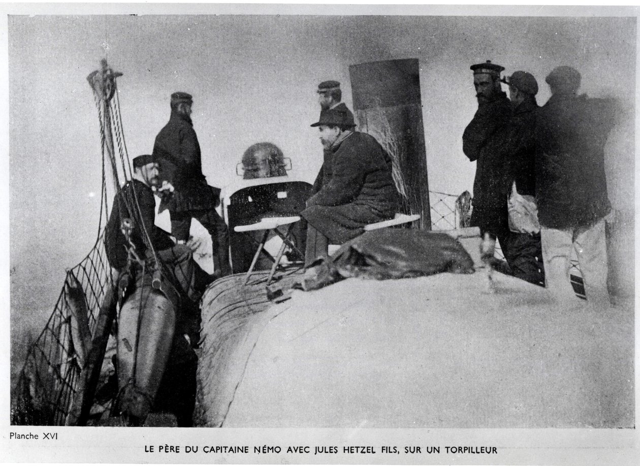 Jules Verne (1828-1905) ja Jules Hetzelin poika torpedolla. tekijältä French Photographer