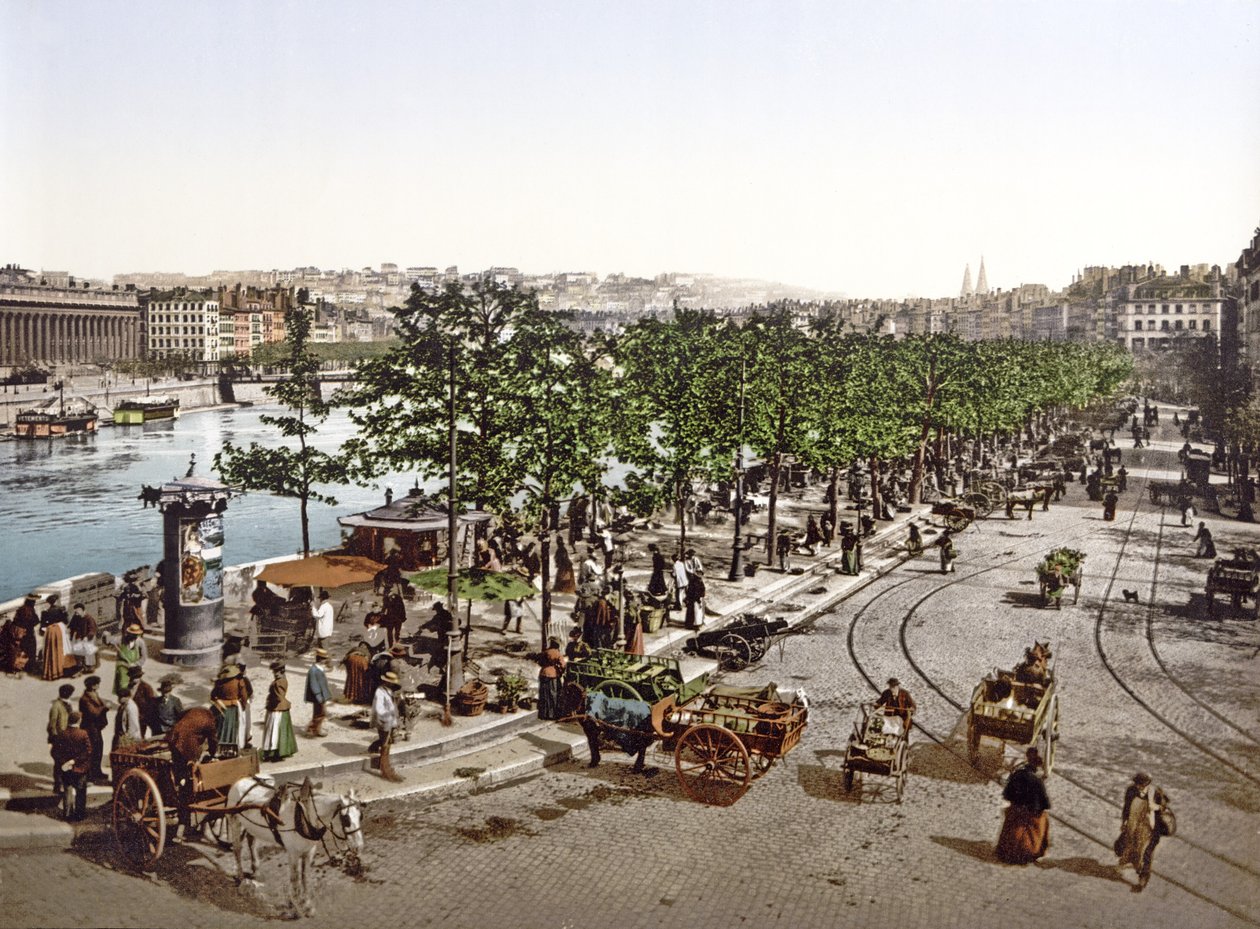 Saint Antoinen markkinat, Quay des Célestins, Lyons, n. 1900 tekijältä French Photographer