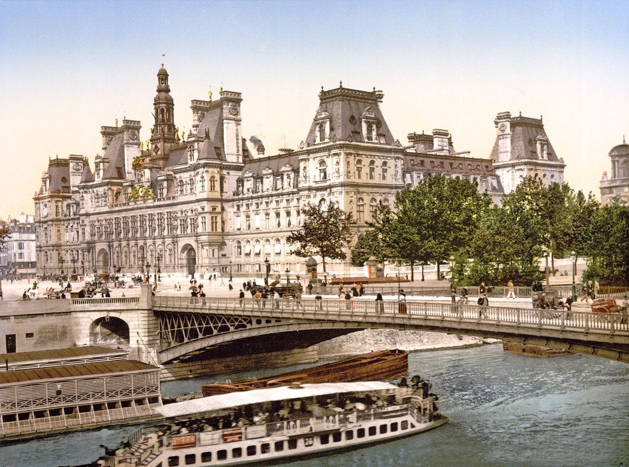 Pont dArcole ja The Hotel de Ville, Pariisi, pubi. noin 1900 tekijältä French Photographer