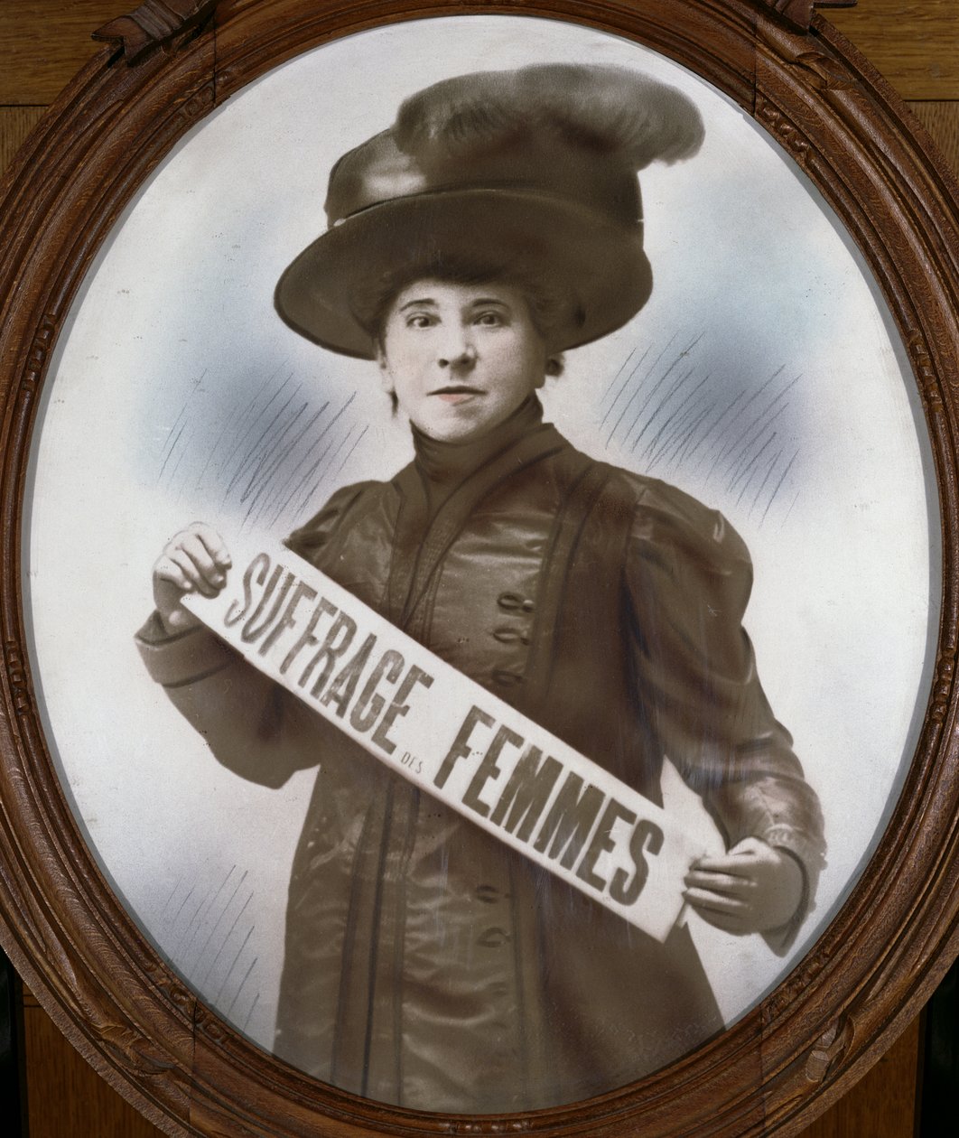 Hubertine Auclertin (1848-1914) muotokuva (käsin väritetty valokuva) tekijältä French Photographer
