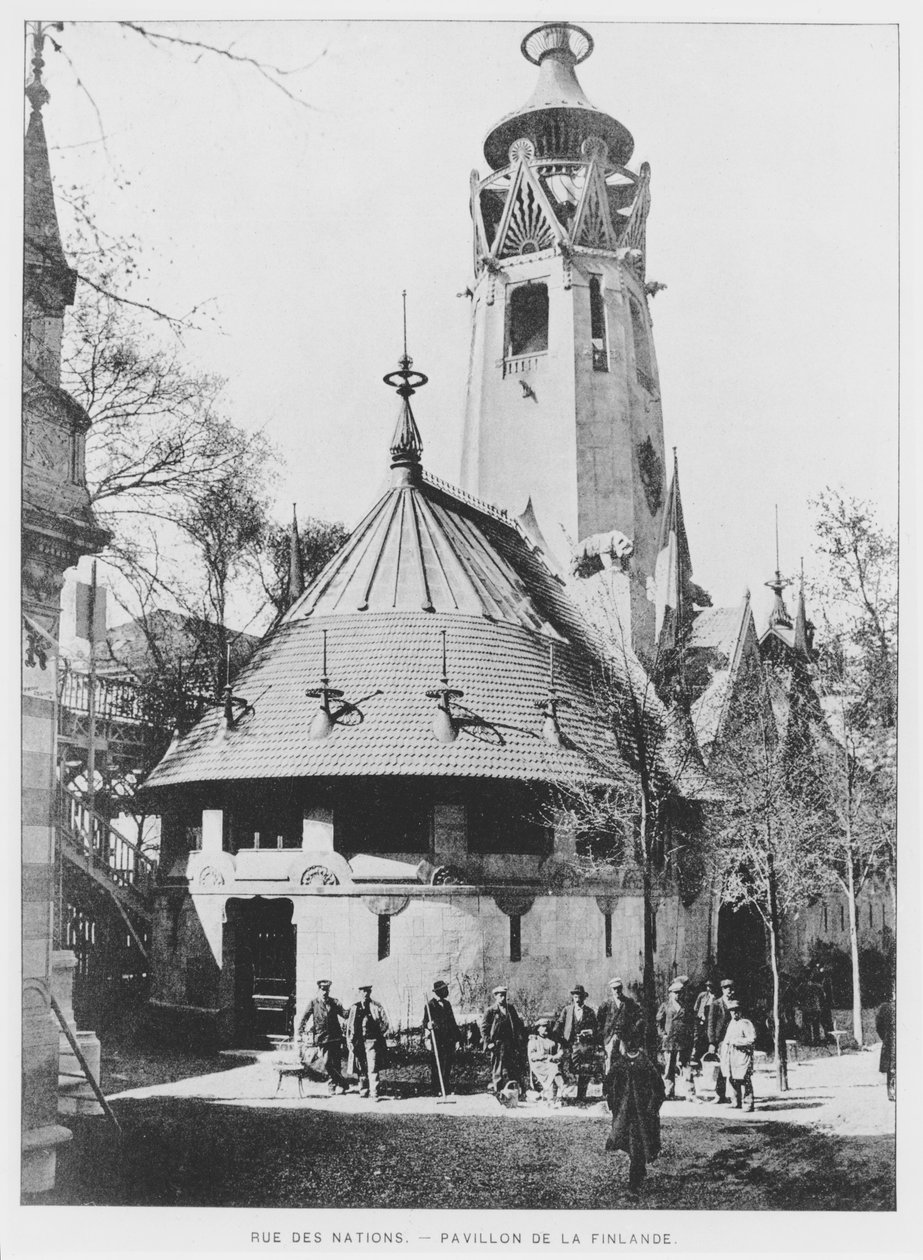Suomen paviljonki Rue des Nations -kadulla Exposition Universelle -näyttelyssä 1900, Pariisi tekijältä French Photographer