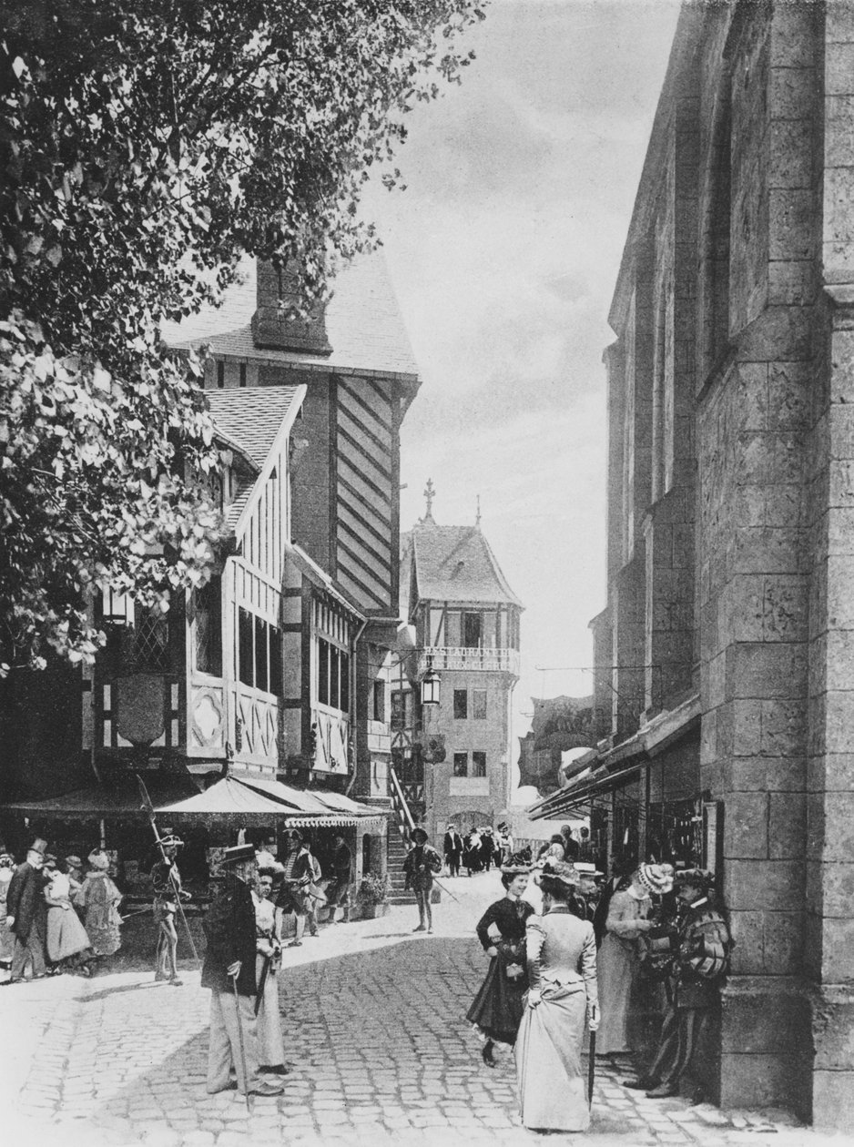 Rue des Vieilles Ecoles ja Saint Julienin kirkko vanhassa Pariisissa, Exposition Universelle of 1900 -näyttelyssä tekijältä French Photographer