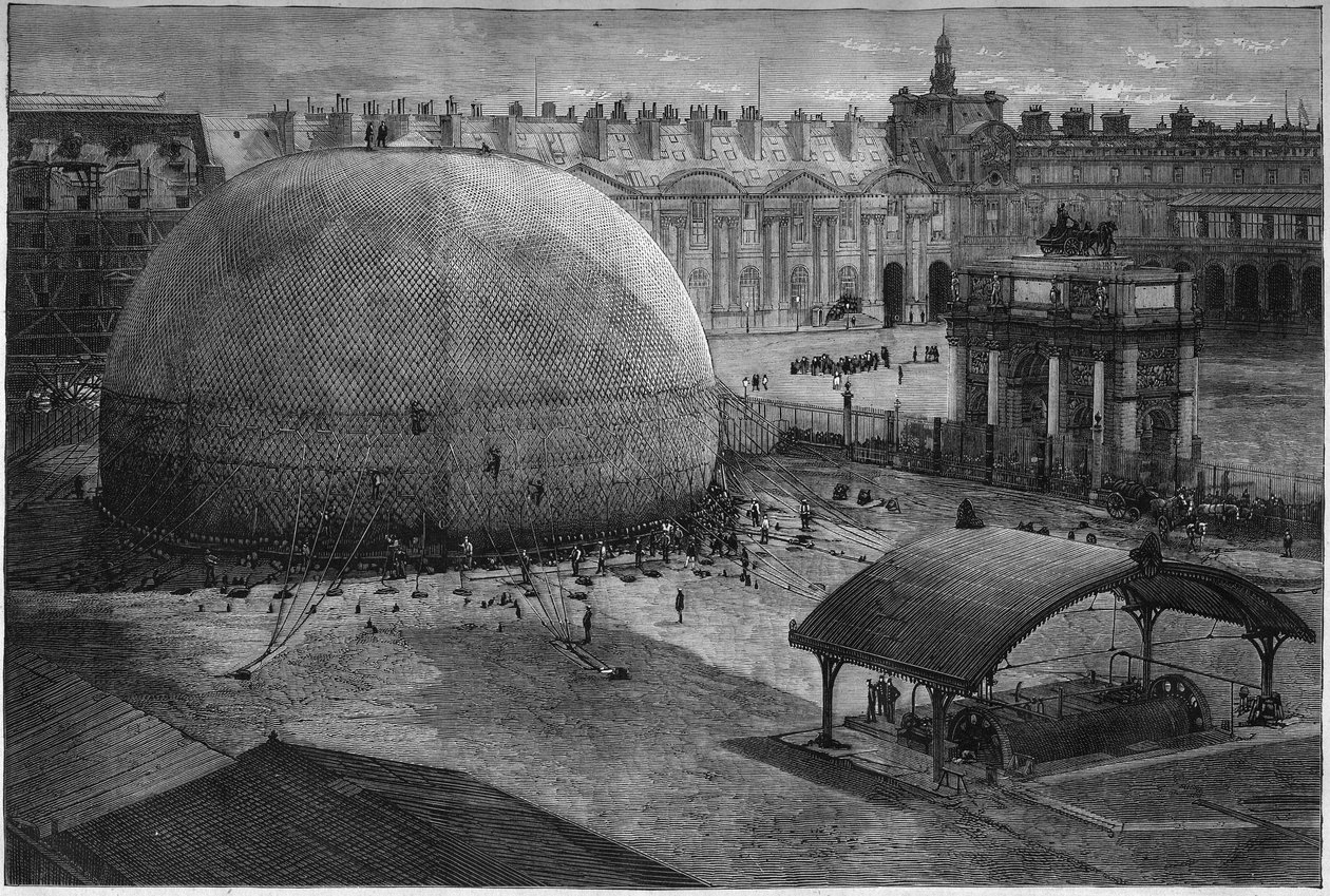 1878 Pariisin maailmannäyttely: Henri Giffardin vangittu ilmapallo asettuu Tuileries