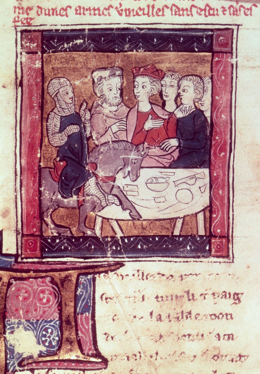 4697 Fr. 110 f.405 Galahad tulee Arthurille, n. 1250-80 (katso myös 151821) tekijältä French School