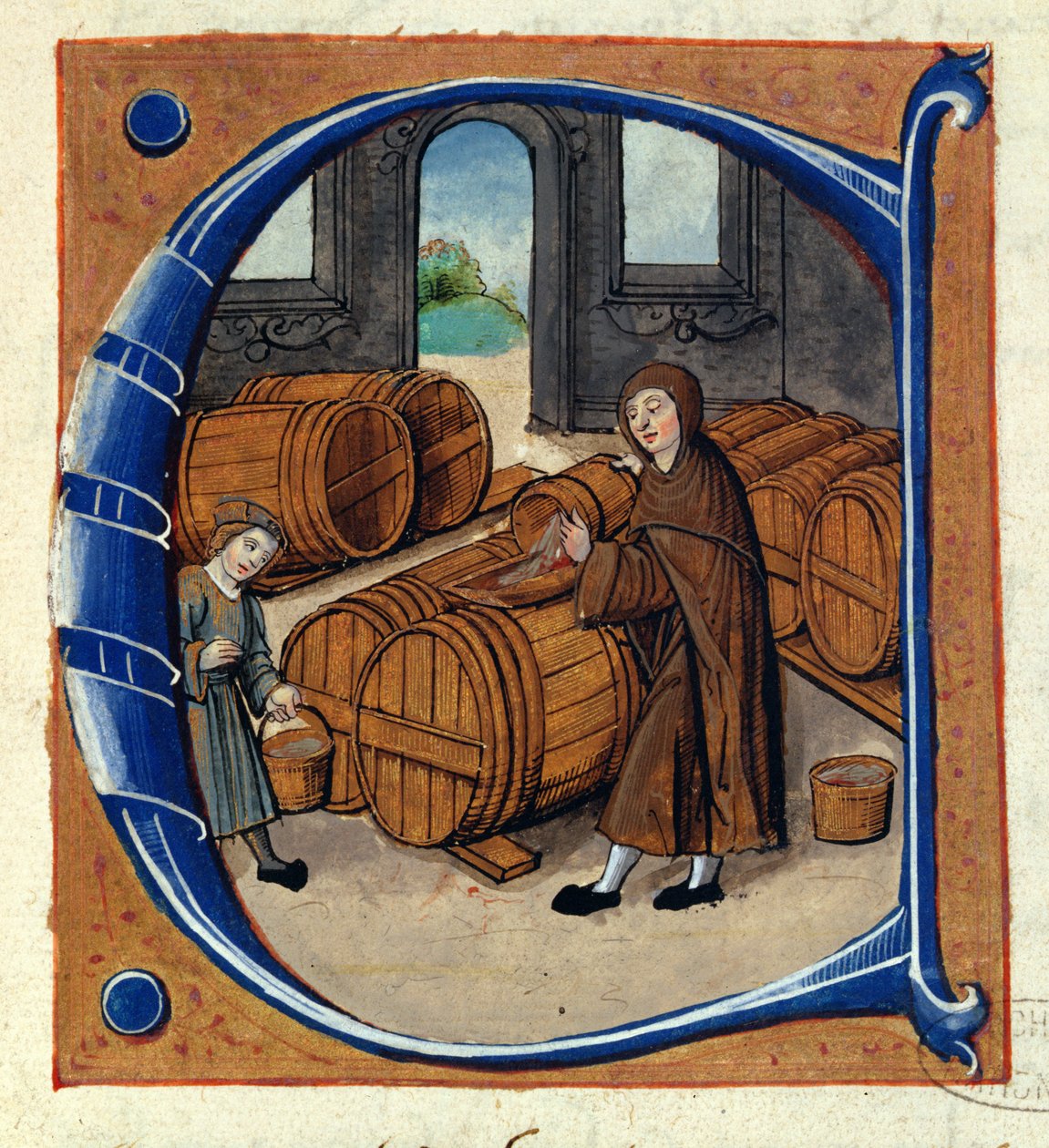AE II/1667 Viinintuotanto keskiajalla, "Redevantier de Saint-Germain-des-Pres", n. 1530 (vellum) (yksityiskohta 211985) tekijältä French School