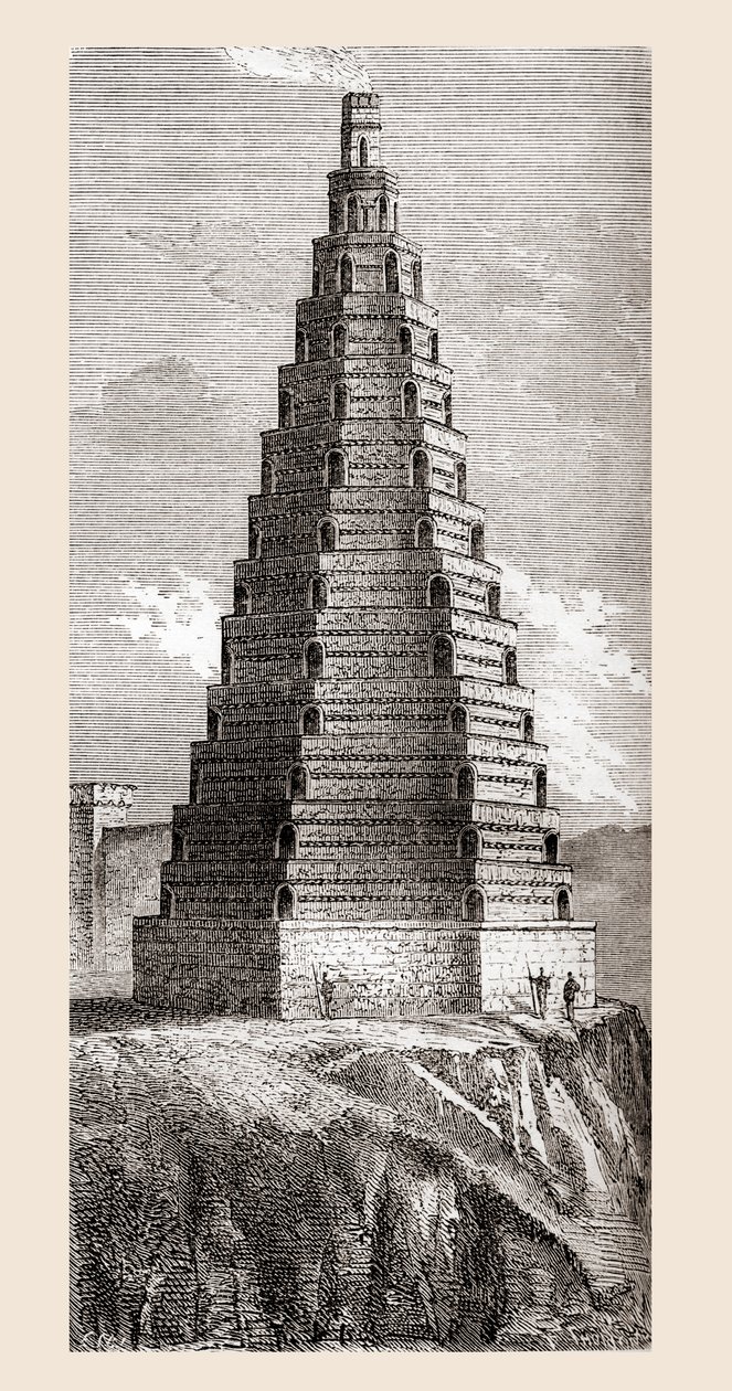1800-luvun kuvaus Ritarikunnan tornista, joka tuhoutui vuonna 1644, Boulogne-sur-Mer, Ranska, teoksesta "Les Merveilles de la Science", julkaistu noin 1870 (kaiverrus) tekijältä French School