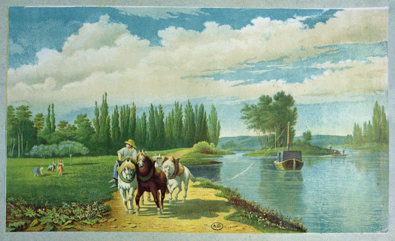 Hevosten vetämä proomu, 1800-luvun loppu tekijältä French School