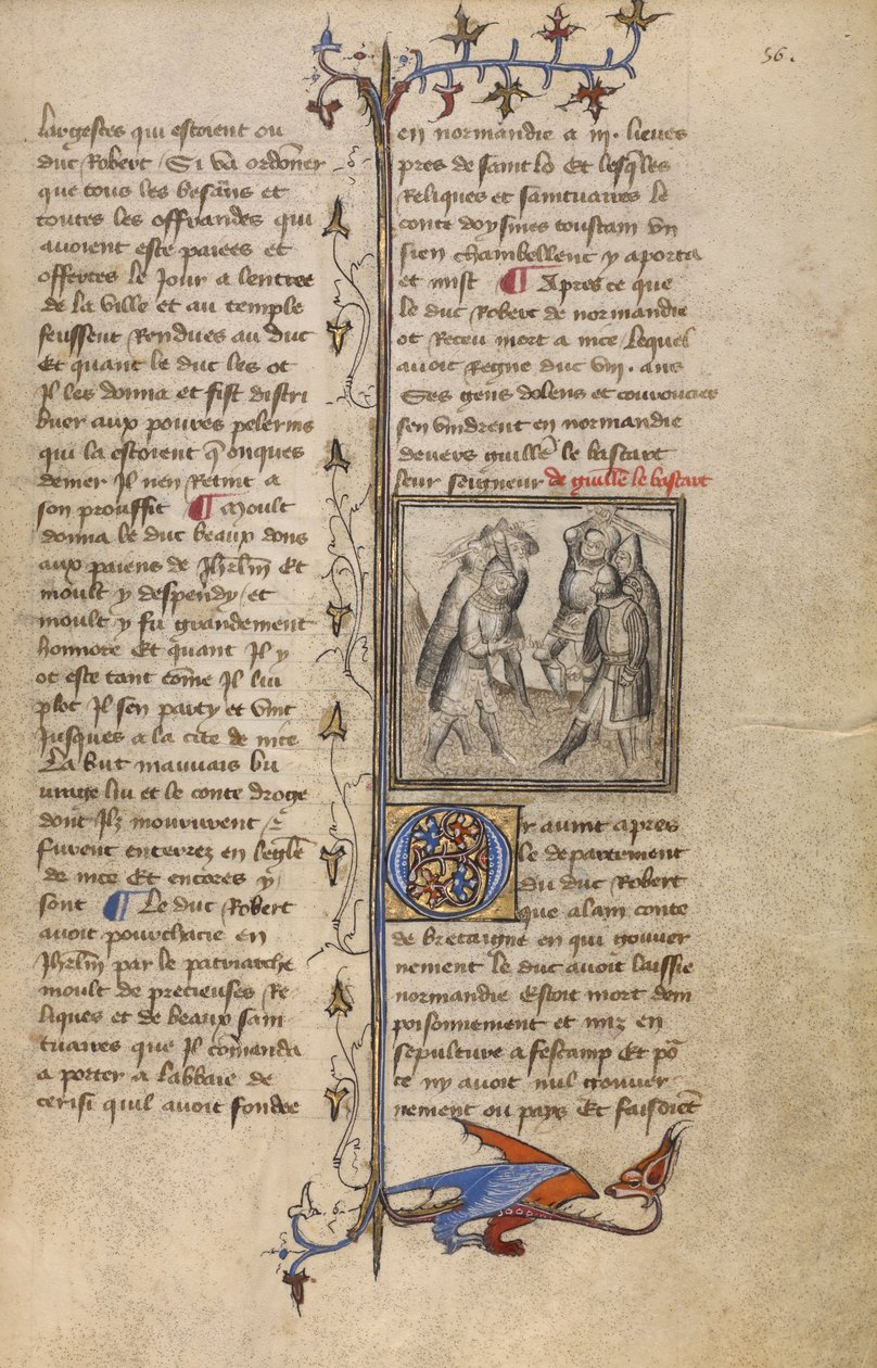 Taistelu Wankelin de Ferreresin ja Hugo de Montfortin välillä, n. 1400-1415 (tempera ja kultalehti pergamentilla) tekijältä French School