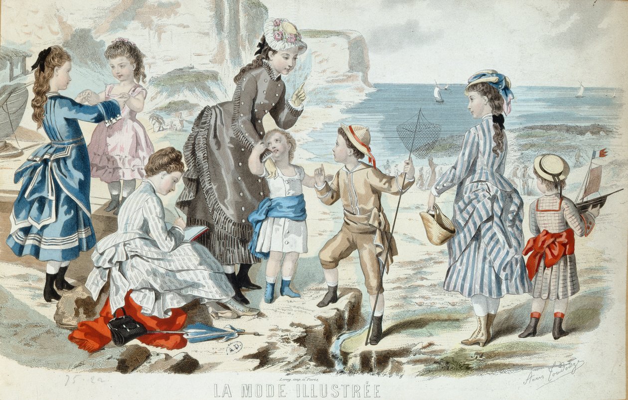 Ranta Normandiassa, 1875 (värikaiverrus) tekijältä French School