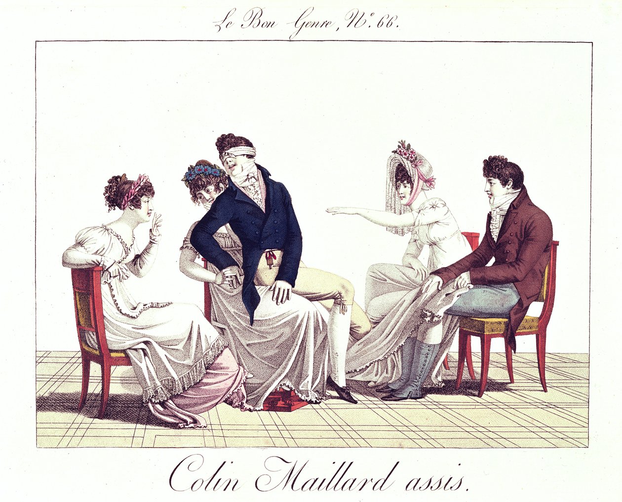 Colin-Maillardin peli (Blind Mans Buff), n. 1810-20 tekijältä French School