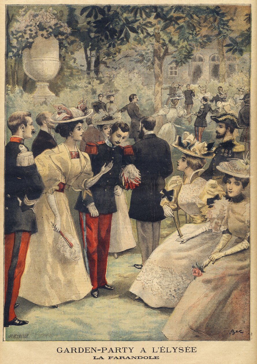 Puutarhajuhlat Elysee-järvellä (La Farandole) - Meaulle, Fortune Louis (1844-1901) kuvitus Le Petit Journalista, 21. heinäkuuta 1895 (kaiverrus) tekijältä French School