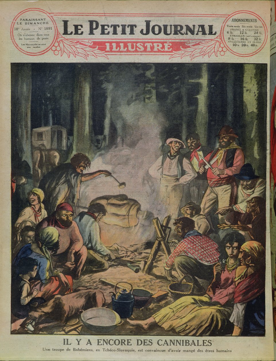 Ryhmä kannibalistisia mustalaisia Tšekkoslovakiassa, Le Petit Journal, 1927 tekijältä French School