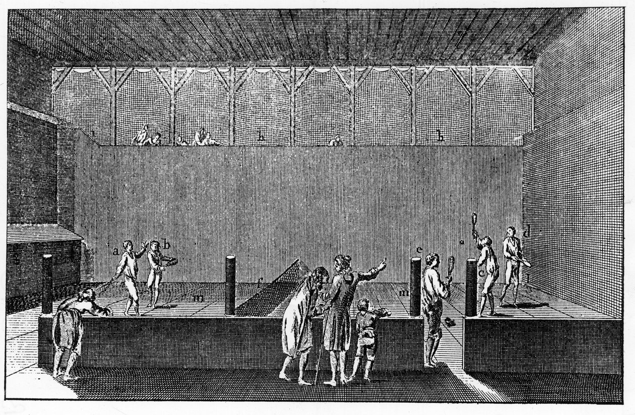 Jeu de Paume Ludvig XIV:n hallituskaudella, joka perustuu Diderot