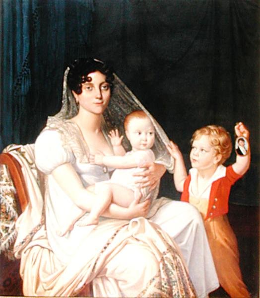 Äiti ja hänen lapsensa, noin 1808 (öljy kankaalle). tekijältä French School