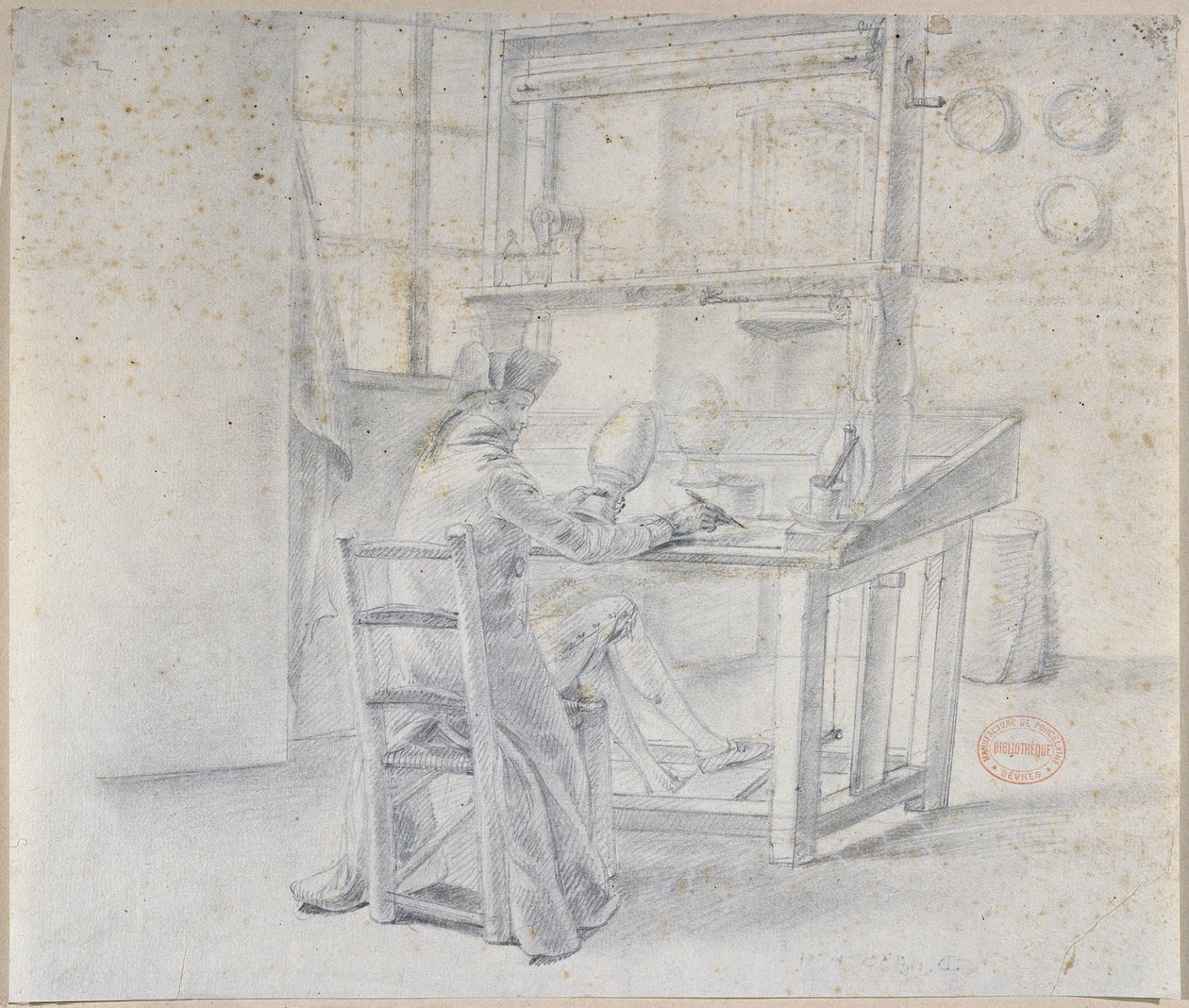 Posliinimaalari Sevresin tehtaalla, n. 1780 tekijältä French School