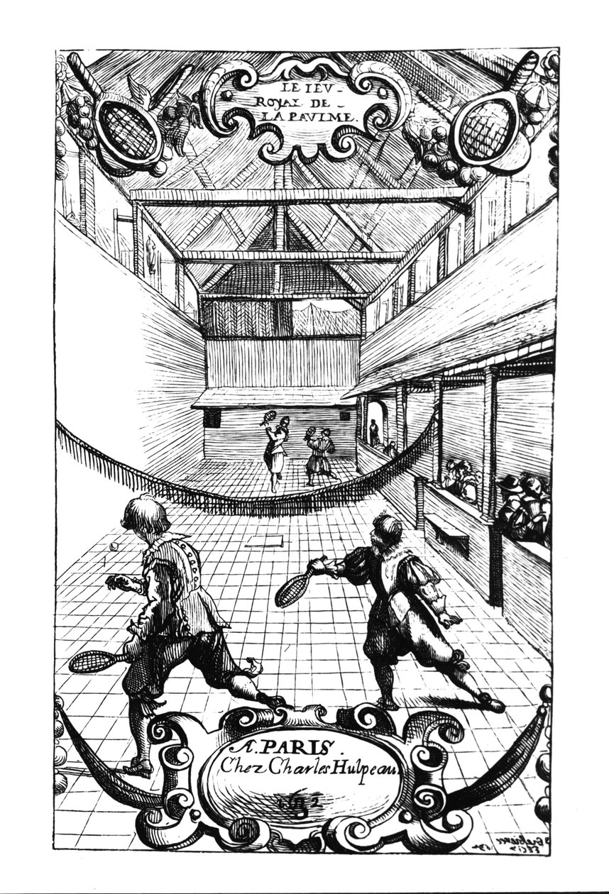 A Royal Game of Tennis in Jeu de Paume, Versailles, julkaisija Charles Hulpeau tekijältä French School