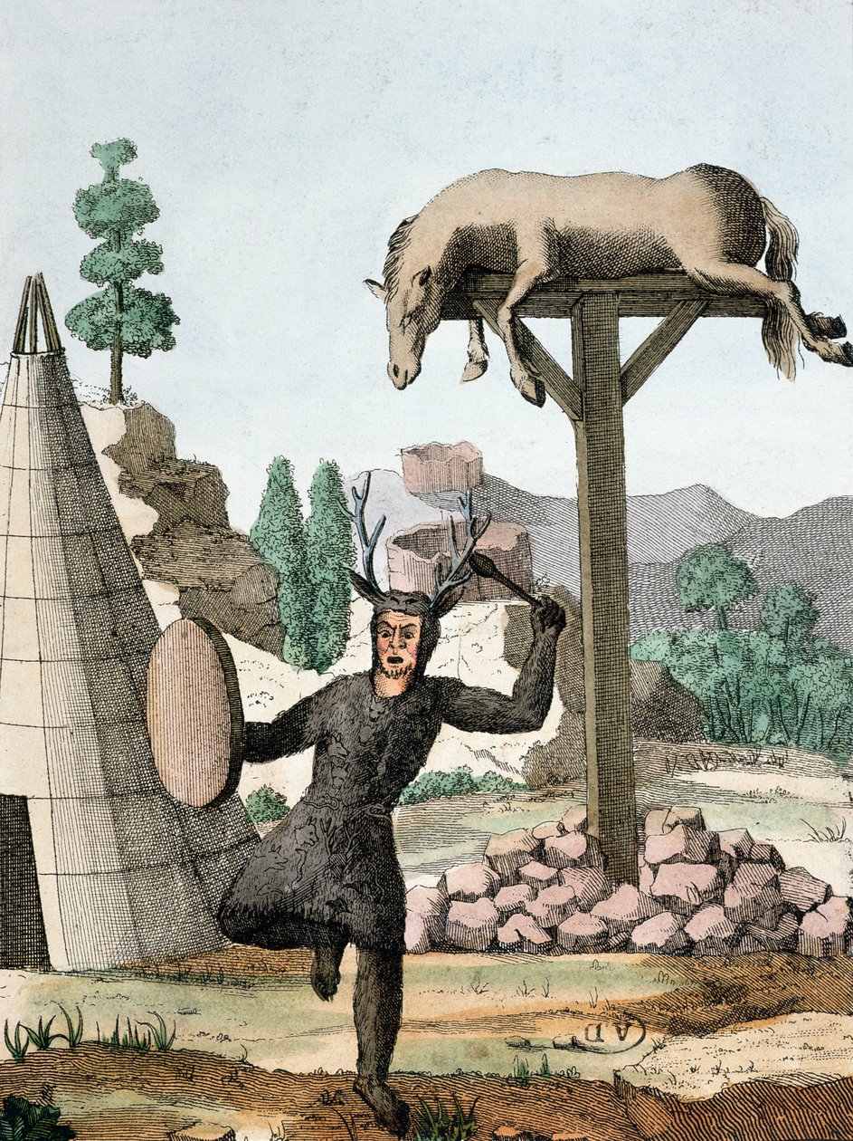 Siperian tatari shamaani ja hautausmaa, n. 1811 tekijältä French School