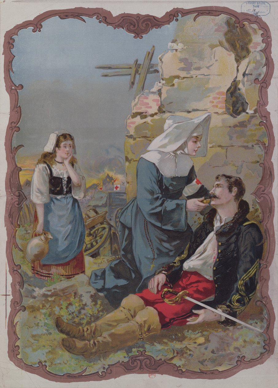 Sisar, joka auttoi loukkaantunutta sotilasta sodan aikana 1870, 1895 tekijältä French School