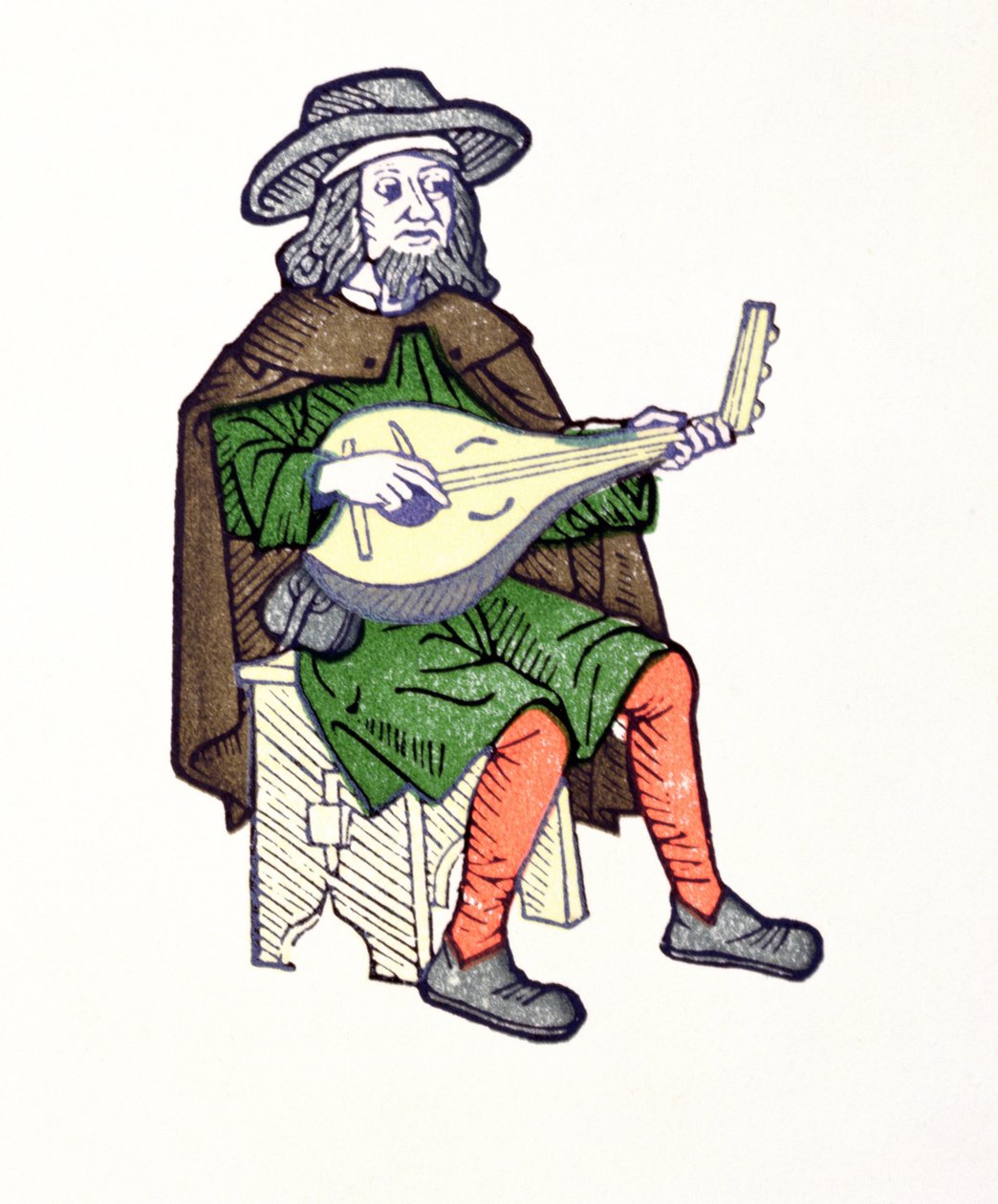 Luuttoa soittava trubaduuri, 1200-luvun alusta, laulaja Aucassin et Nicolette tekijältä French School