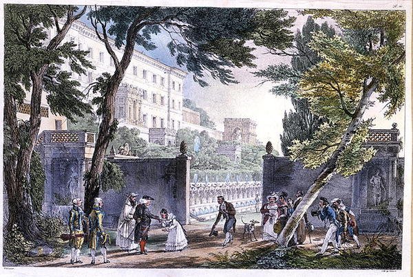 Villa Roomassa, kaiverrus Villain, n. 1820 (väri litho) tekijältä French School