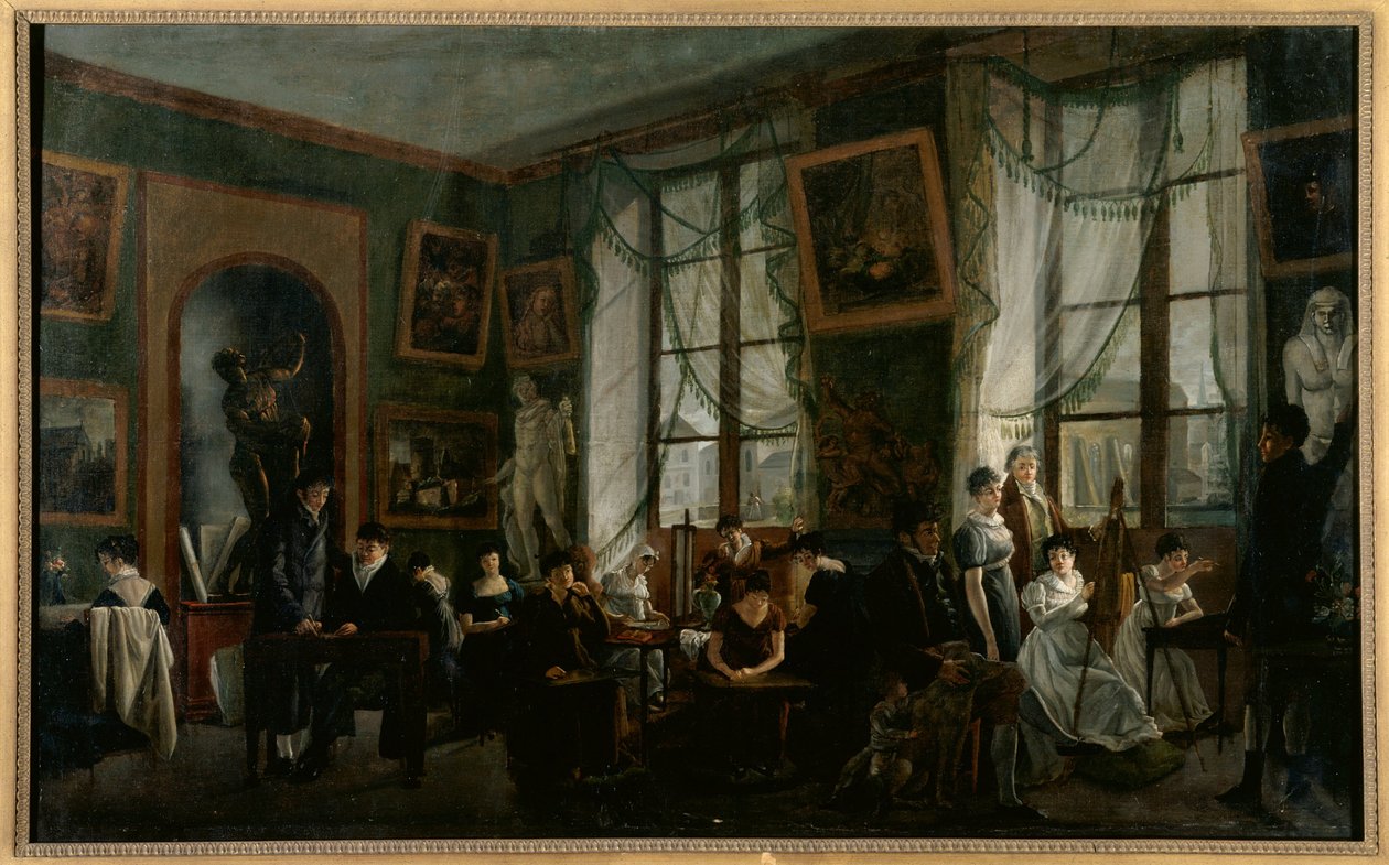 Naisen piirustustunti, noin 1810, noin 1810 (öljy kankaalle) tekijältä French School