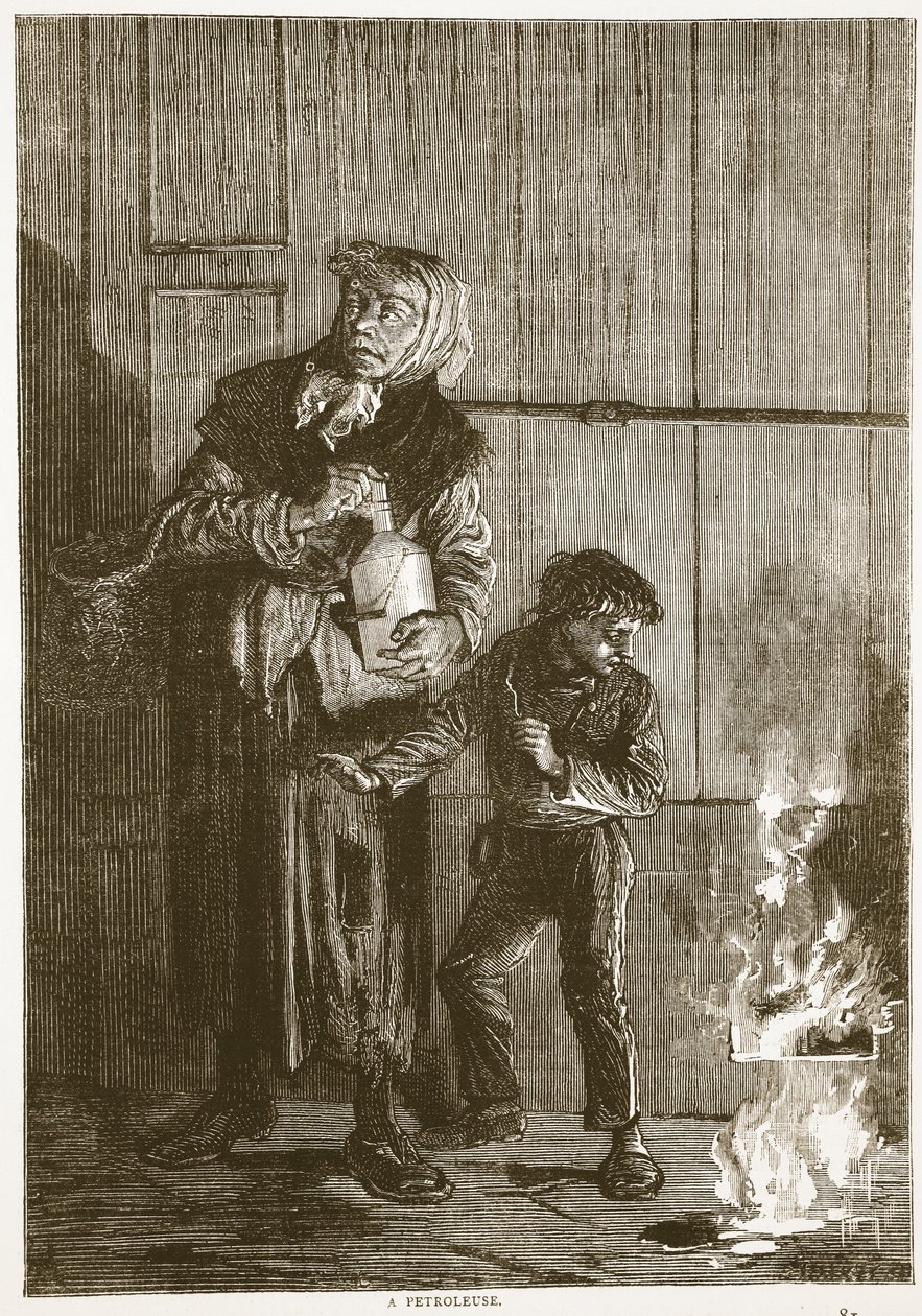 Petroleuse, huhtikuu 1871, kuva Cassellsista Ranskan ja Saksan välisen sodan historia, 1870-1871 tekijältä French School