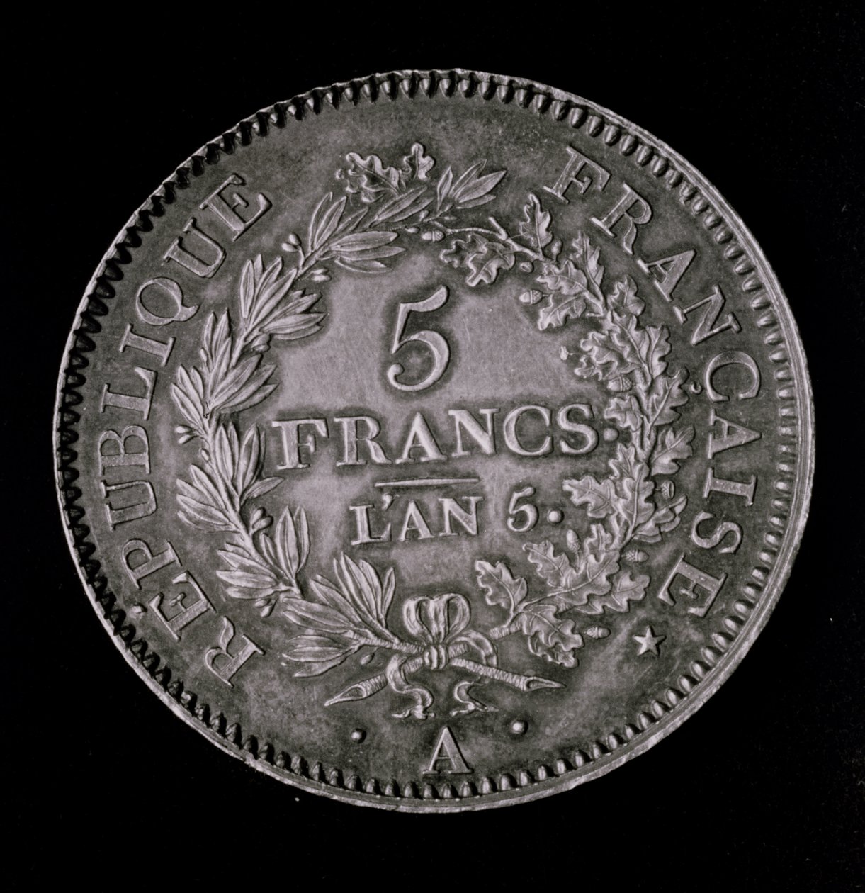 Punta 20 solia, joka vastaa ensimmäisen tasavallan ensimmäistä frangia (kääntöpuoli) (metalli) tekijältä French School