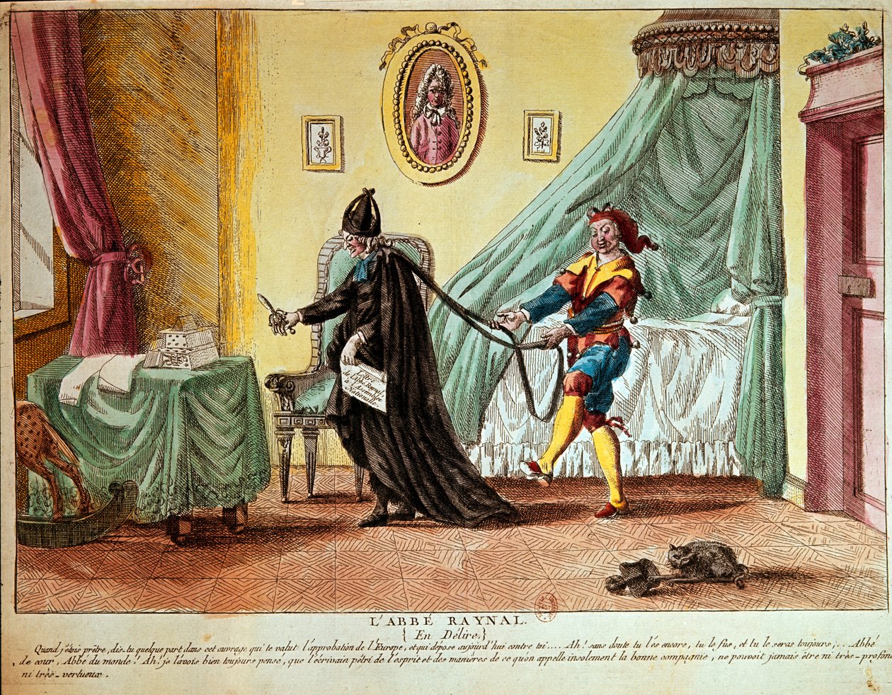 Abbé Raynal deliriumissa, n. 1790 (käsinvärinen etsaus) tekijältä French School