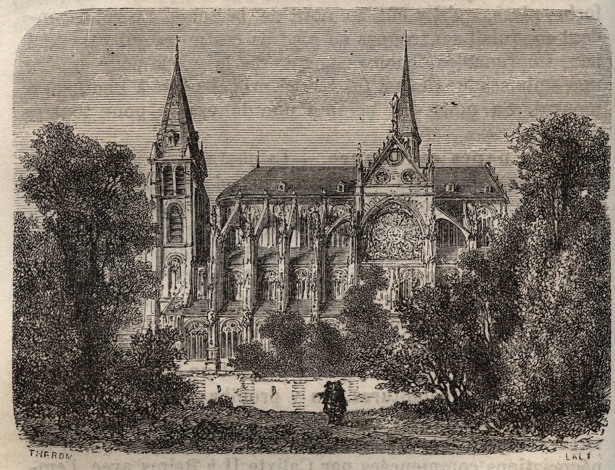 Pariisin luostari Saint-Victor (Saint Victor), perustettu 1100-luvulla - kaiverrus Victor Duruyn (1811-1894) "Histoire de France" -kirjaan - 1882 tekijältä French School
