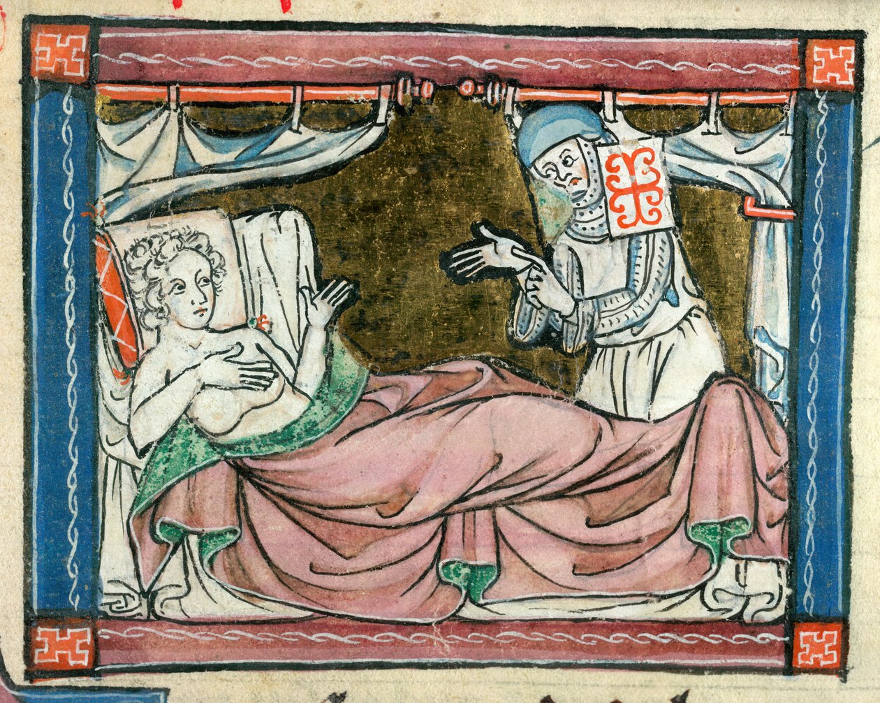 Lisätä. 10293, f.107 Nainen sängyssä nunnalla, kuvitus "L