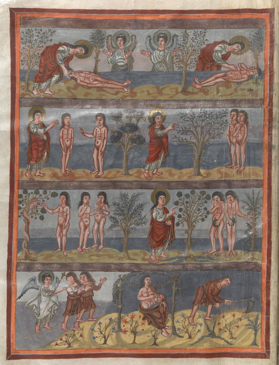 Lisätä. 10546, f.5v Aadamin ja Eevan luominen (vellum) tekijältä French School