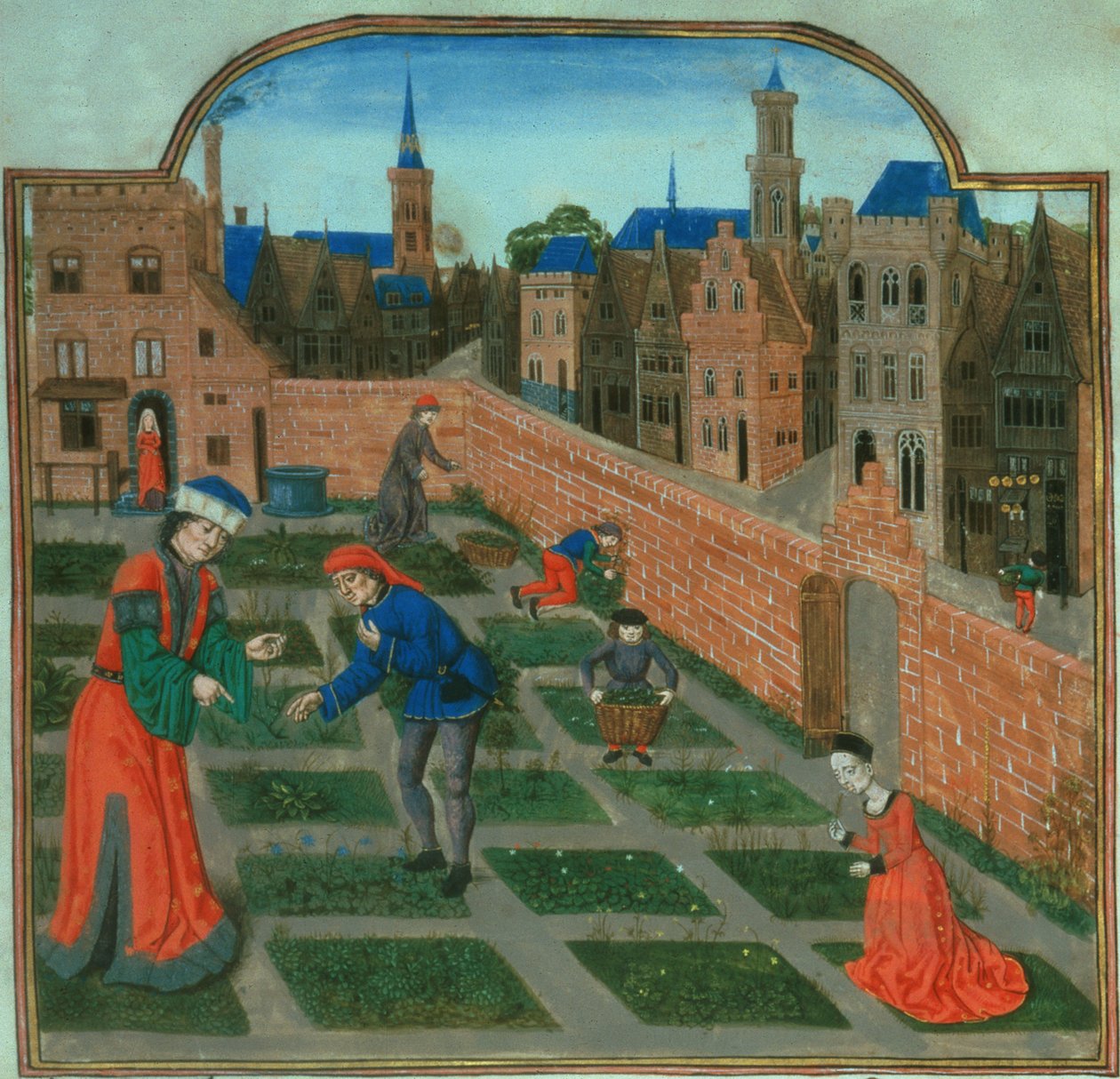 Lisää 19720 f.165 Aidattu kaupunkipuutarha Pietro de Crescenzin (1230-1320) Livre des Profits Ruraux