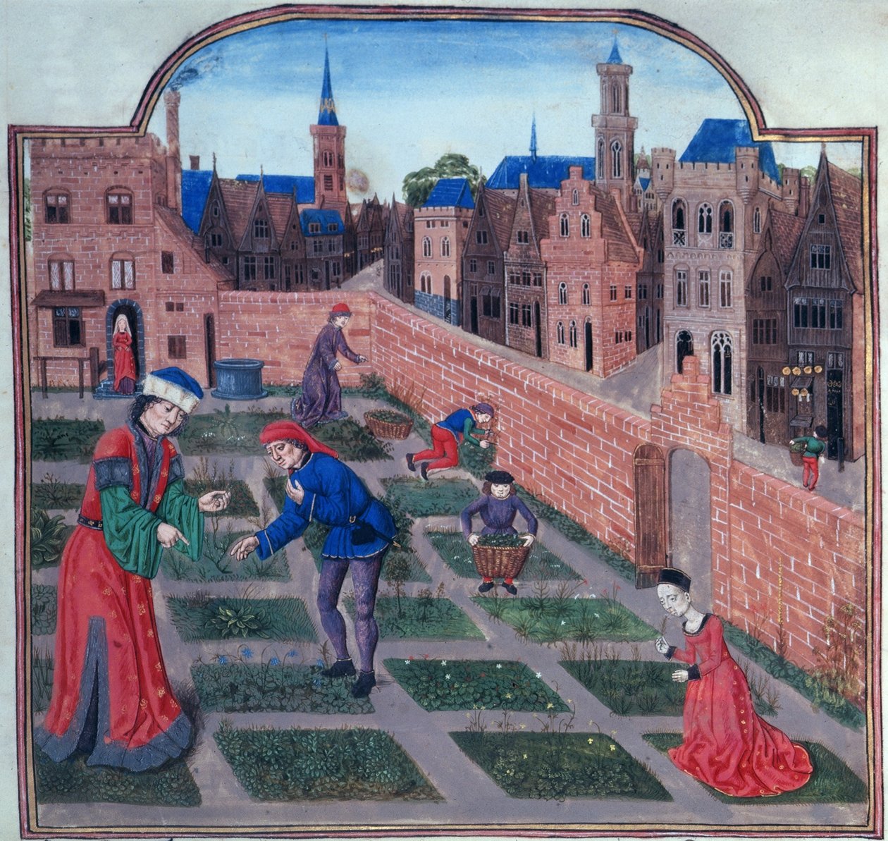 Lisää 19720 fol.165 Aidattu yrttitarha kaupungissa, Piero de Crescenzi Bolognasta (1230-1320/1) Livre des profits ruraux