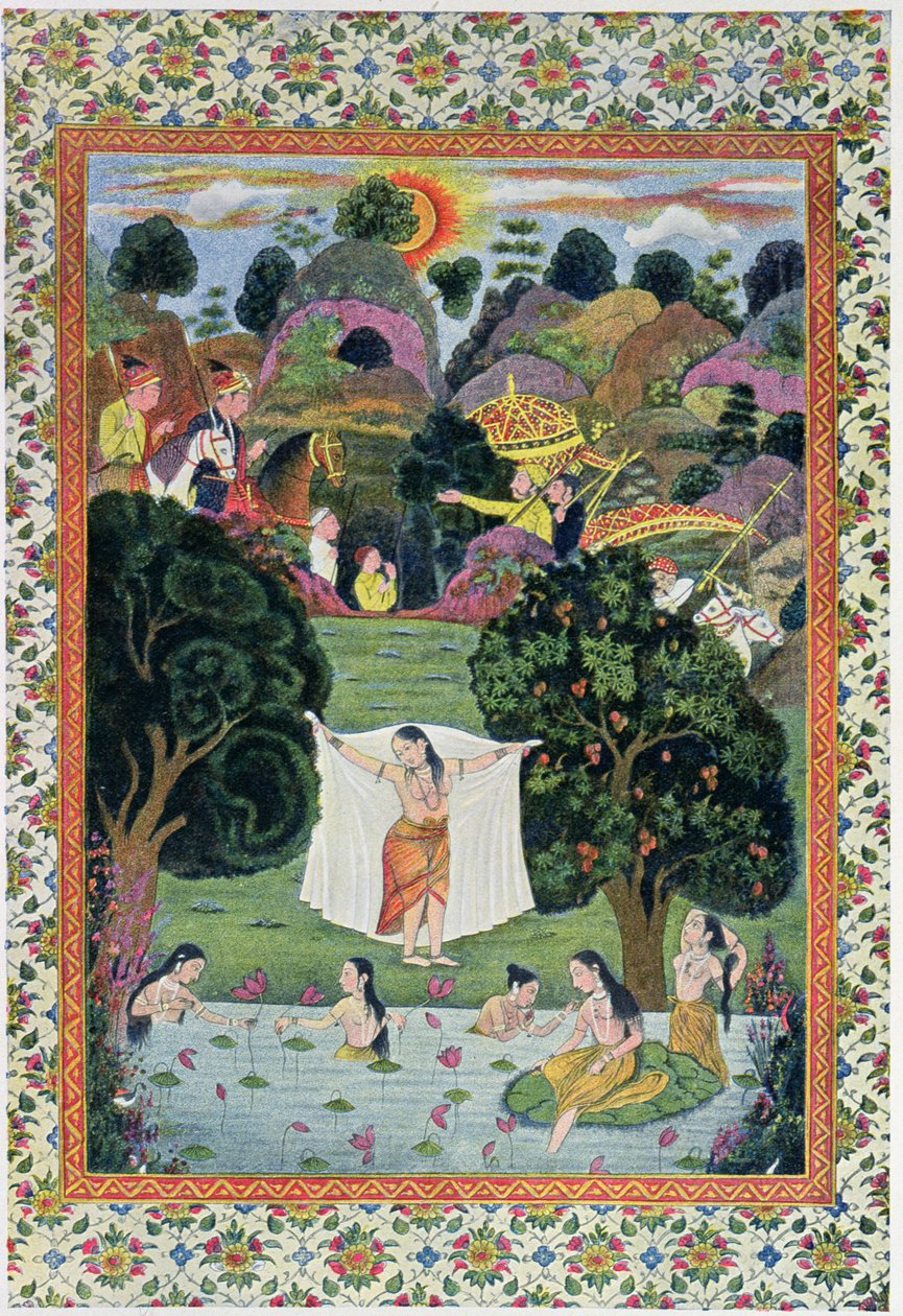 Nuoret kylpevät, kuvitus teoksesta Arabian Nights, 1895 (värikaiverrus) tekijältä French School